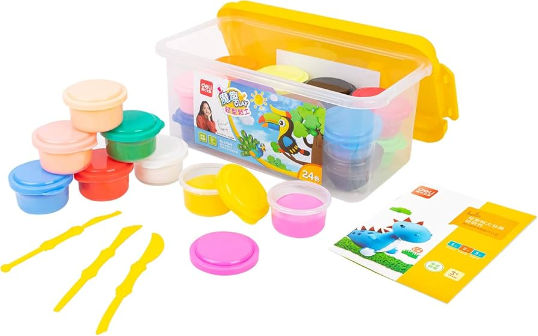 DELI MOULDING CLAY 24COL.WITH MOULDS 7028